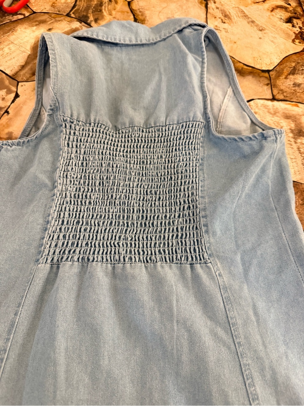 Women’s Light Wash Denim Maxi Shirt Dress Duster Vest M - Picture 5 of 6